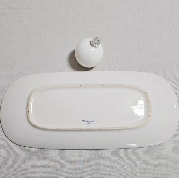 Pfaltzgraff Winter Frost Vintage Oval Platter Christmas Holiday White Blue 16" - Picture 4 of 7